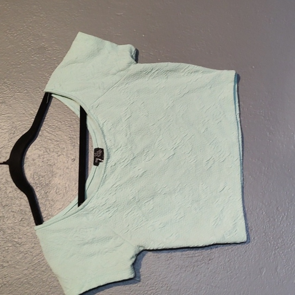 Rue21 Mint Floral Textured Crop Top